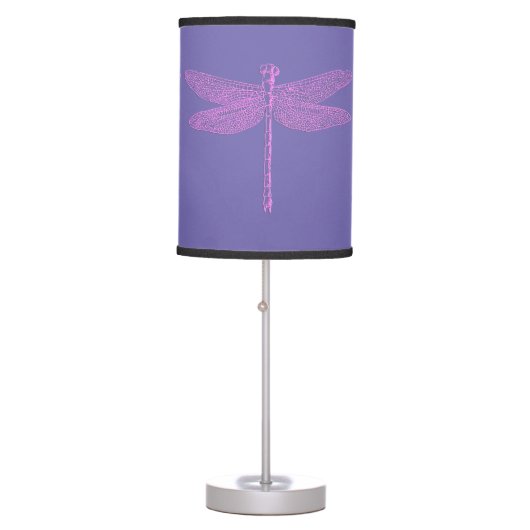 Pink and Purple Fantasy Dragonfly  Table Lamp (Front)