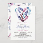 Pink and Purple Feathers Baby Shower Invitation