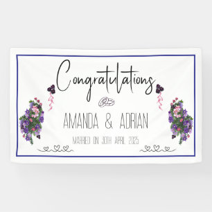 Pink and purple floral banner