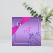 Pink and Purple Floral Bat Mitzvah Invitation (Standing Front)