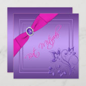 Pink and Purple Floral Bat Mitzvah Invitation (Front/Back)