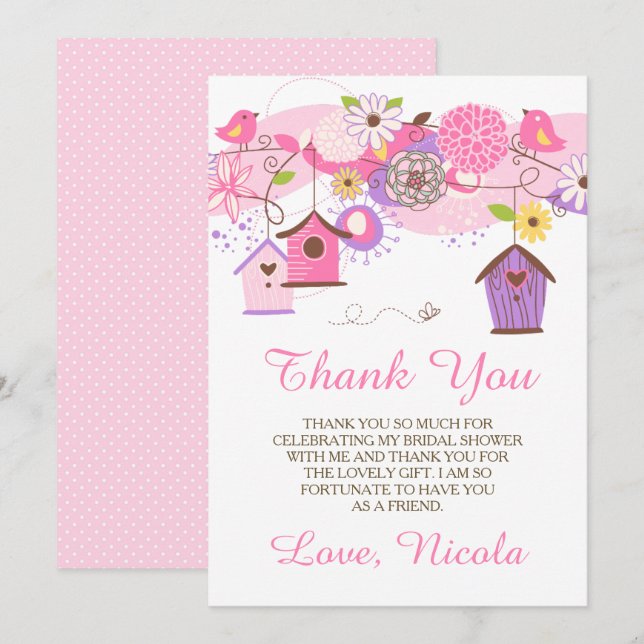 Pink and Purple Floral Bridal Shower Thank You (Front/Back)