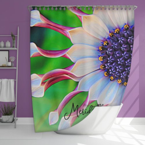 Pink and Purple Floral Daisy Personalized Shower Curtain