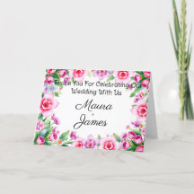 Pink and Purple Floral Folded Thank You Card