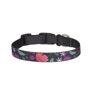 Pink and Purple Floral Illustration Pattern Pet Collar