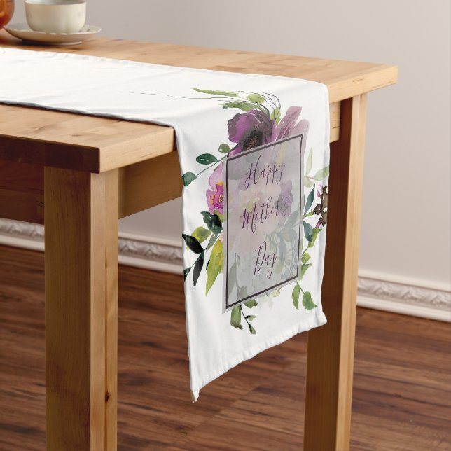  Pink and purple floral Mother's day  Medium Table Runner (In Situ)