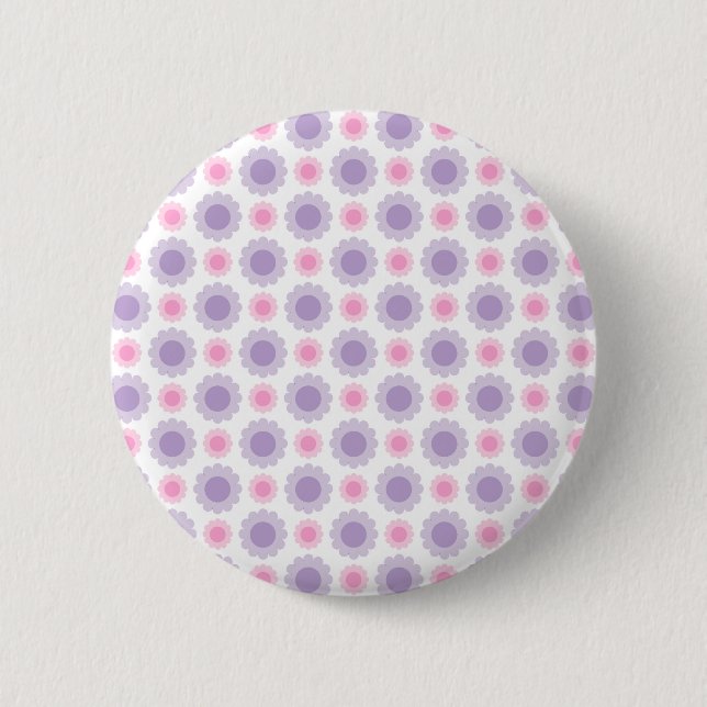 Pink and purple floral pattern button (Front)