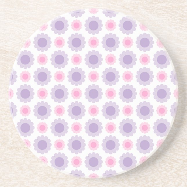 Pink and purple floral pattern coaster (Front)