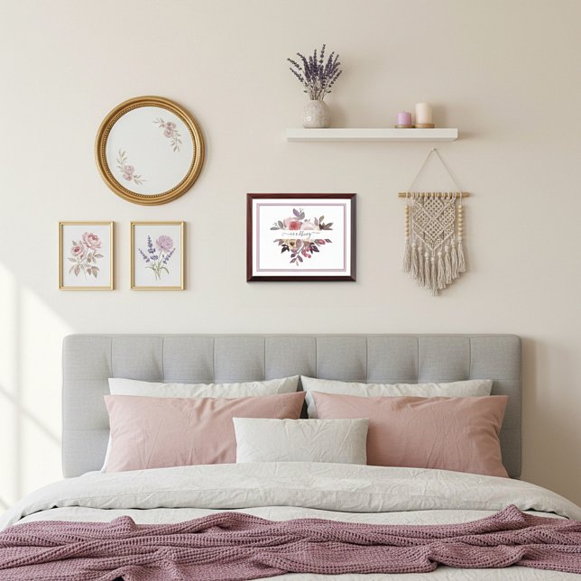 Pink and purple floral personalized Plaque (Creator Uploaded)