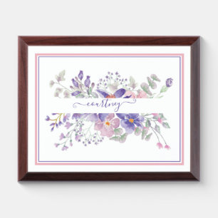 Pink and purple floral personalized Plaque