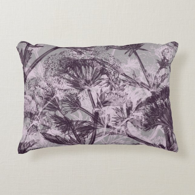 Pink and Purple Floral Print Accent Pillow (Front)