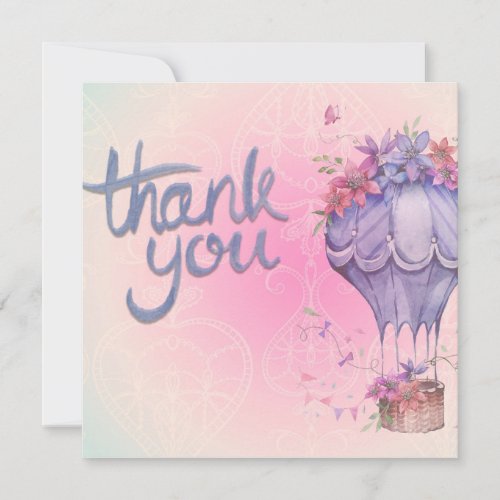 pink and purple floral thank you card