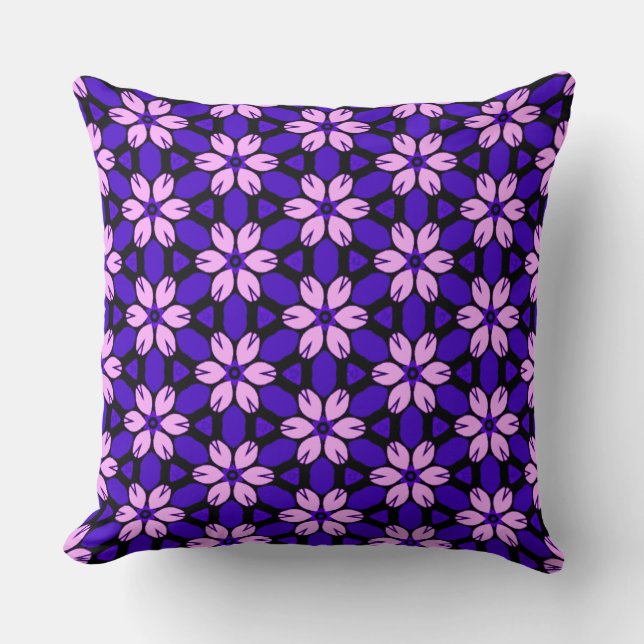 Pink and Purple floral  Throw Pillow (Front)