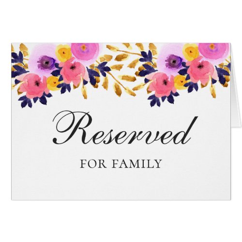 Pink and purple floral wedding reserved sign