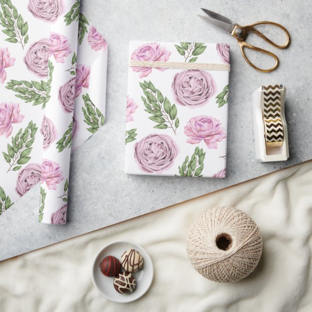 Pink and Purple Floral Wrapping Paper (Crafts)