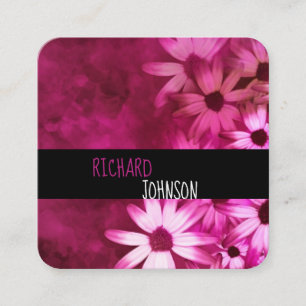 pink and purple flower art bold modern custom square business card