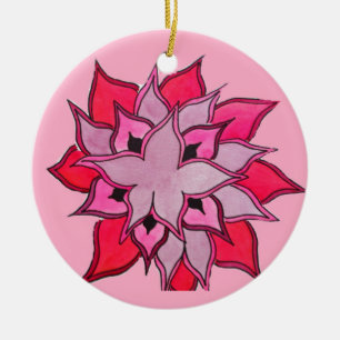 Pink and purple flower art ceramic ornament
