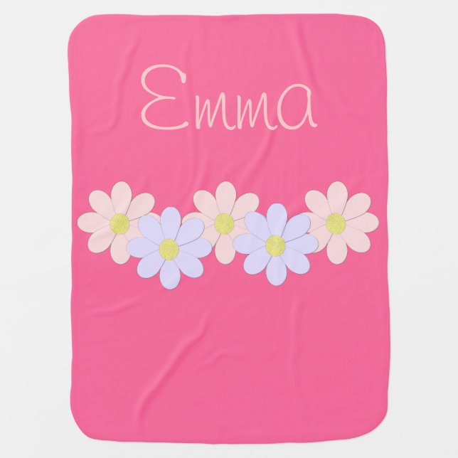 Pink and Purple Flower Baby Blanket (Front)