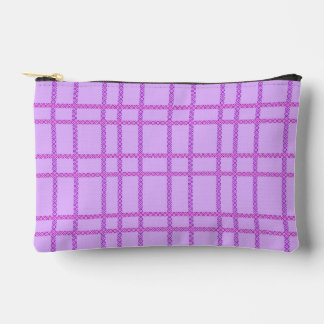 Pink and purple flower checkered pattern accessory pouch