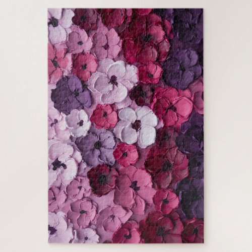 pink and purple Flower Design Jigsaw Puzzle