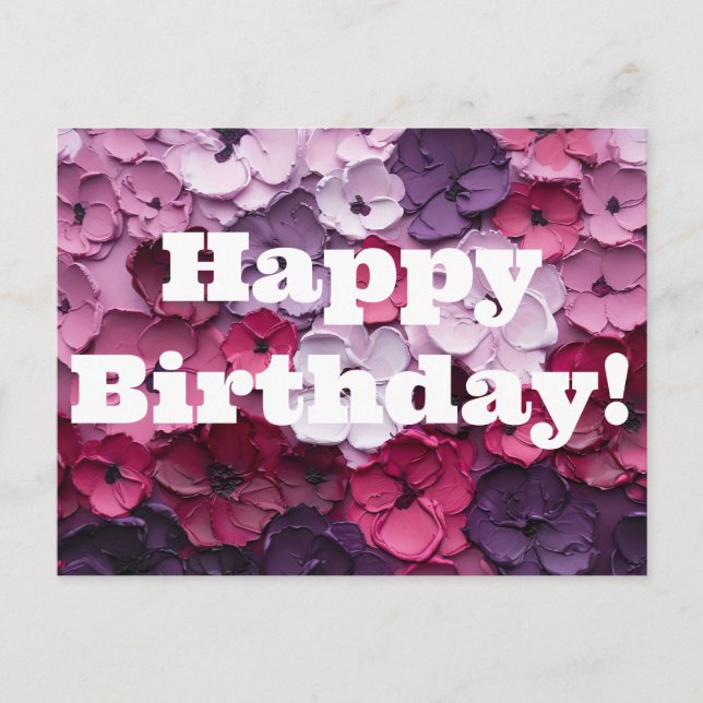 pink and purple Flower Design with birthday wishes Postcard (Front)