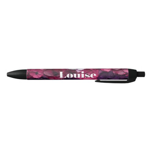 pink and purple Flower Design with individual name Black Ink Pen