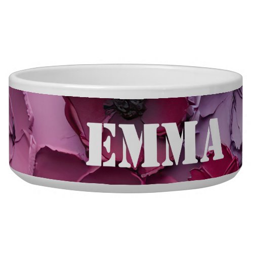 pink and purple Flower Design with individual name Bowl