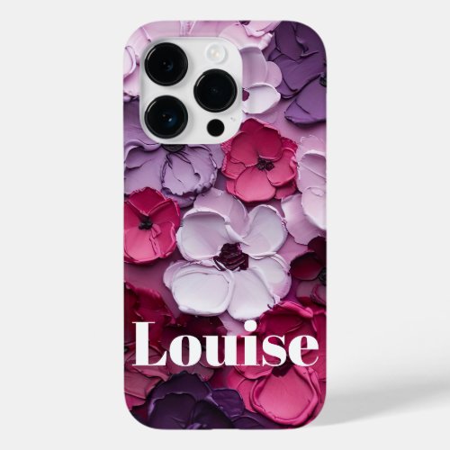 pink and purple Flower Design with individual name Case_Mate iPhone 14 Pro Case