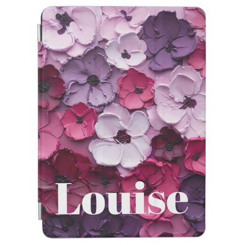 pink and purple Flower Design with individual name iPad Air Cover