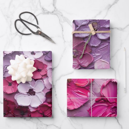 pink and purple Flower Design with individual name Wrapping Paper Sheets