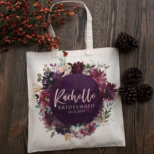 Pink And Purple Flower Floral Canvas Tote Bag (Front)