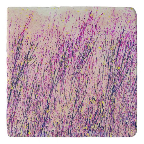 Pink and Purple Flower Meadow Art Trivet