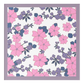 Pink And Purple Flower Pattern Acrylic Print by Awesoma at Zazzle