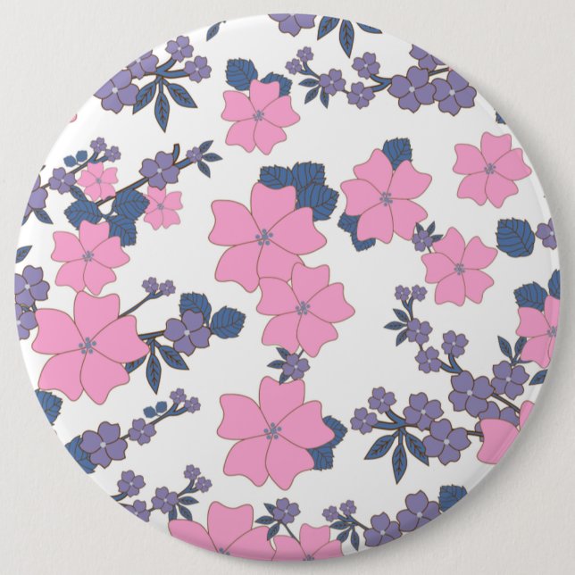 PINK AND PURPLE FLOWER PATTERN BUTTON (Front)