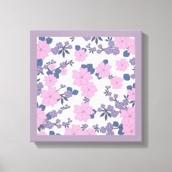 Pink And Purple Flower Pattern Canvas Print by Awesoma at Zazzle