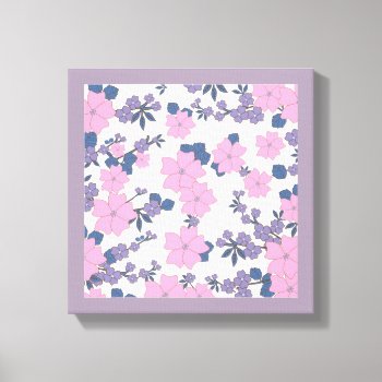 Pink And Purple Flower Pattern Canvas Print by Awesoma at Zazzle