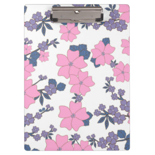 PINK AND PURPLE FLOWER PATTERN CLIPBOARD