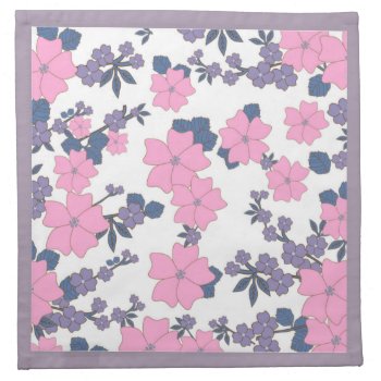 Pink And Purple Flower Pattern Cloth Napkin by Awesoma at Zazzle