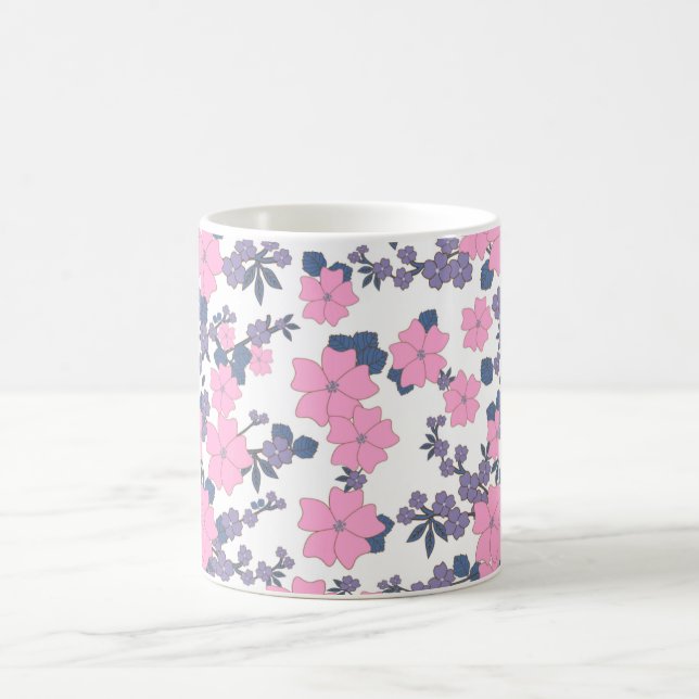 PINK AND PURPLE FLOWER PATTERN COFFEE MUG (Center)