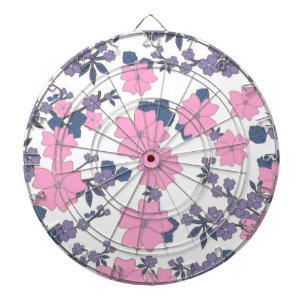 PINK AND PURPLE FLOWER PATTERN DART BOARD