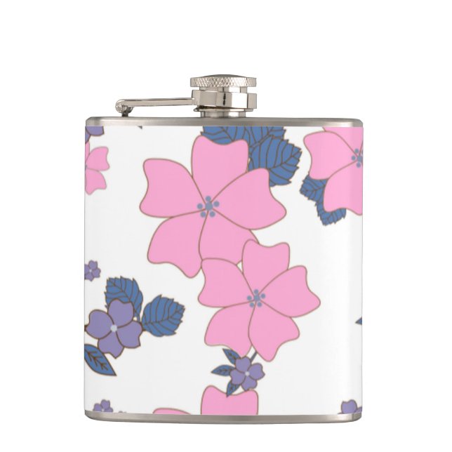 PINK AND PURPLE FLOWER PATTERN FLASK (Front)