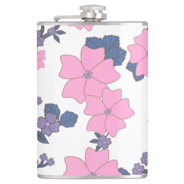 PINK AND PURPLE FLOWER PATTERN FLASK (Front)