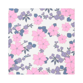 Pink And Purple Flower Pattern Metal Print by Awesoma at Zazzle