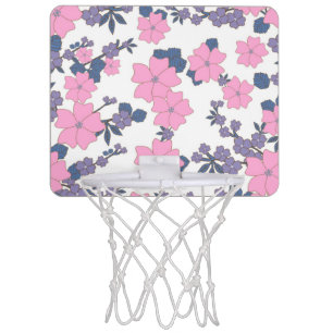PINK AND PURPLE FLOWER PATTERN MINI BASKETBALL HOOP