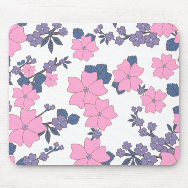 PINK AND PURPLE FLOWER PATTERN MOUSE PAD (Front)