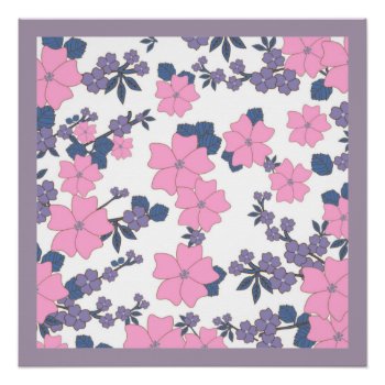 Pink And Purple Flower Pattern Poster by Awesoma at Zazzle