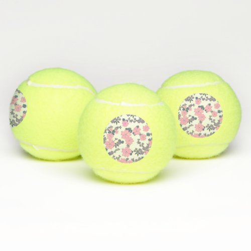 PINK AND PURPLE FLOWER PATTERN TENNIS BALLS