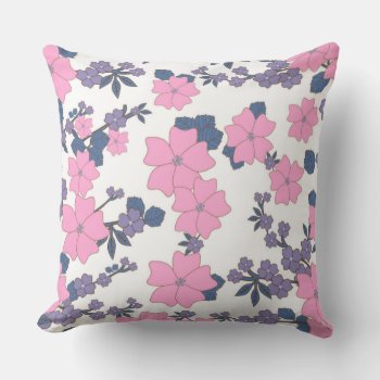 Pink And Purple Flower Pattern Throw Pillow by Awesoma at Zazzle
