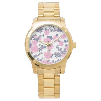 Pink And Purple Flower Pattern Watch by Awesoma at Zazzle