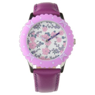 PINK AND PURPLE FLOWER PATTERN WATCH